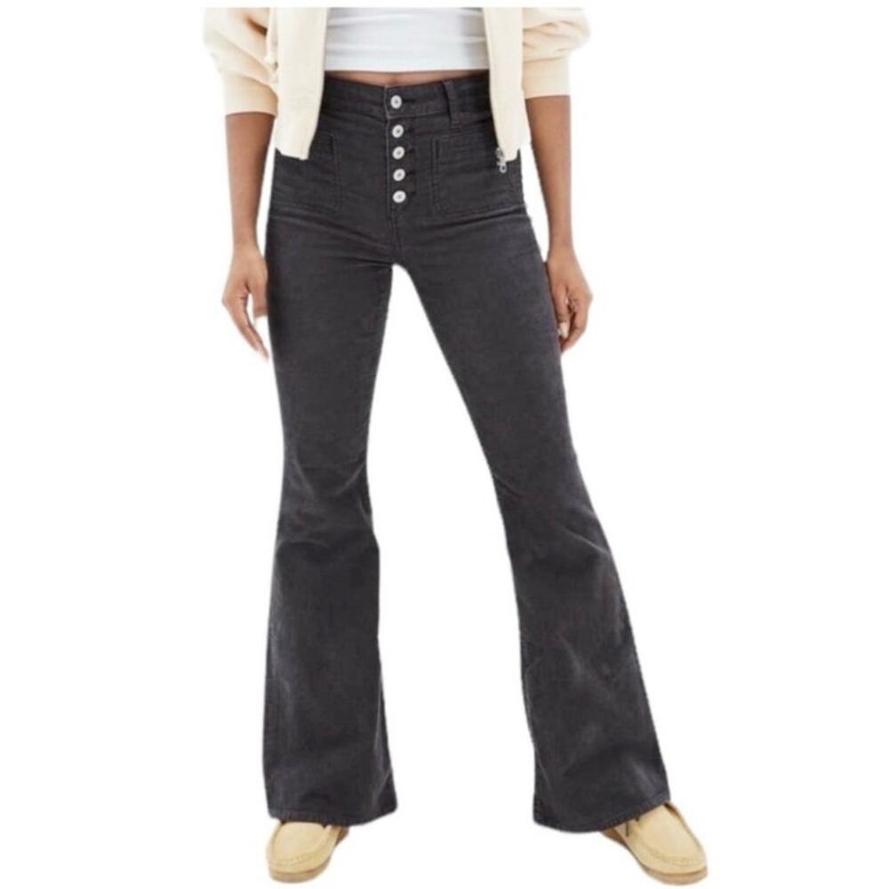 American Eagle Corduroy Super High Waisted Flare Pant Gray Size 0